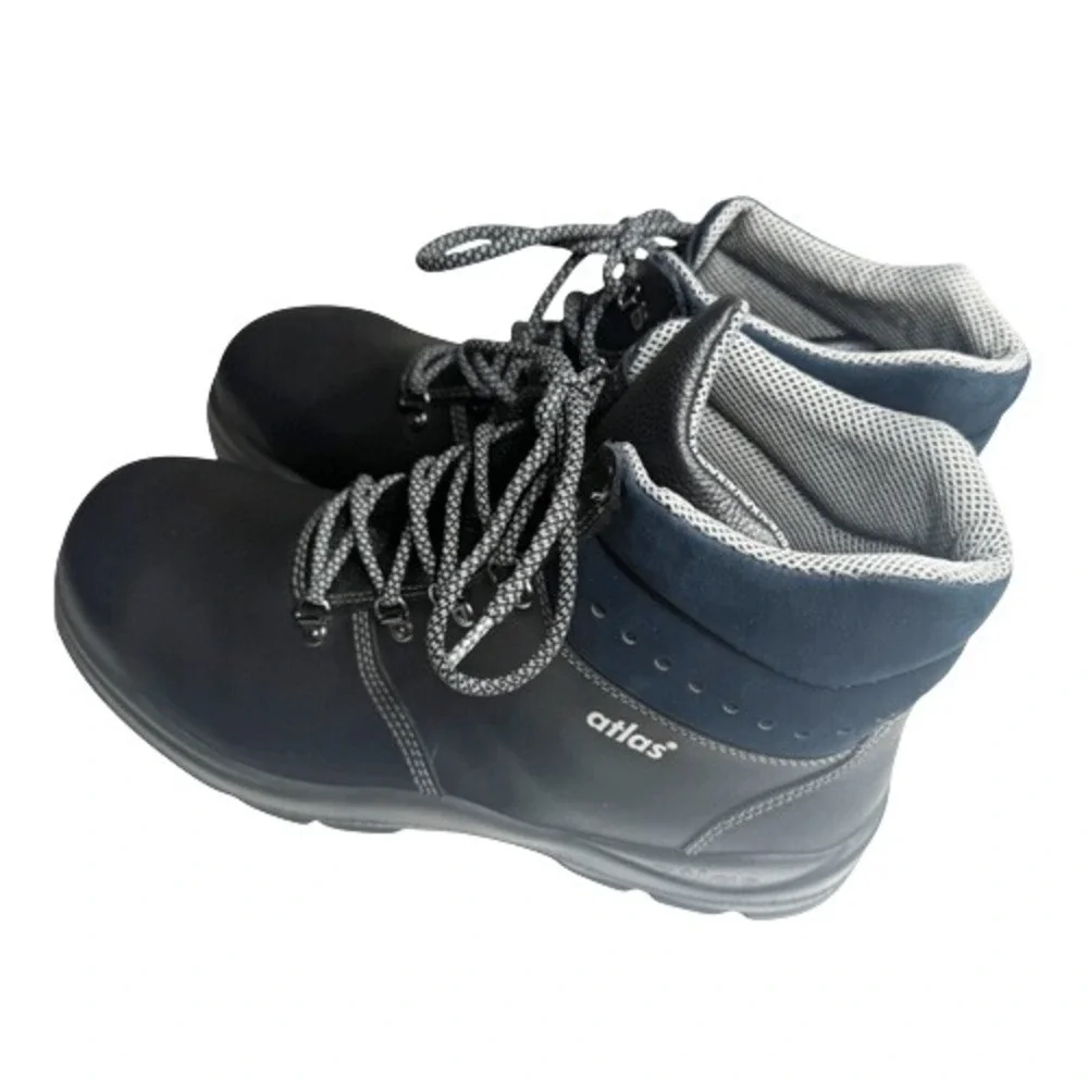 Atlas‎ S3 Safety Boots Mens EU 46 Black Navy Leather EN ISO 20345 Work Boots